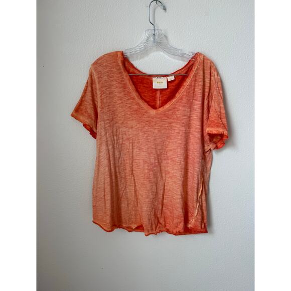 Anthropologie Maeve Arista Washed Top Orange V-Neck Size Large - Picture 3 of 7
